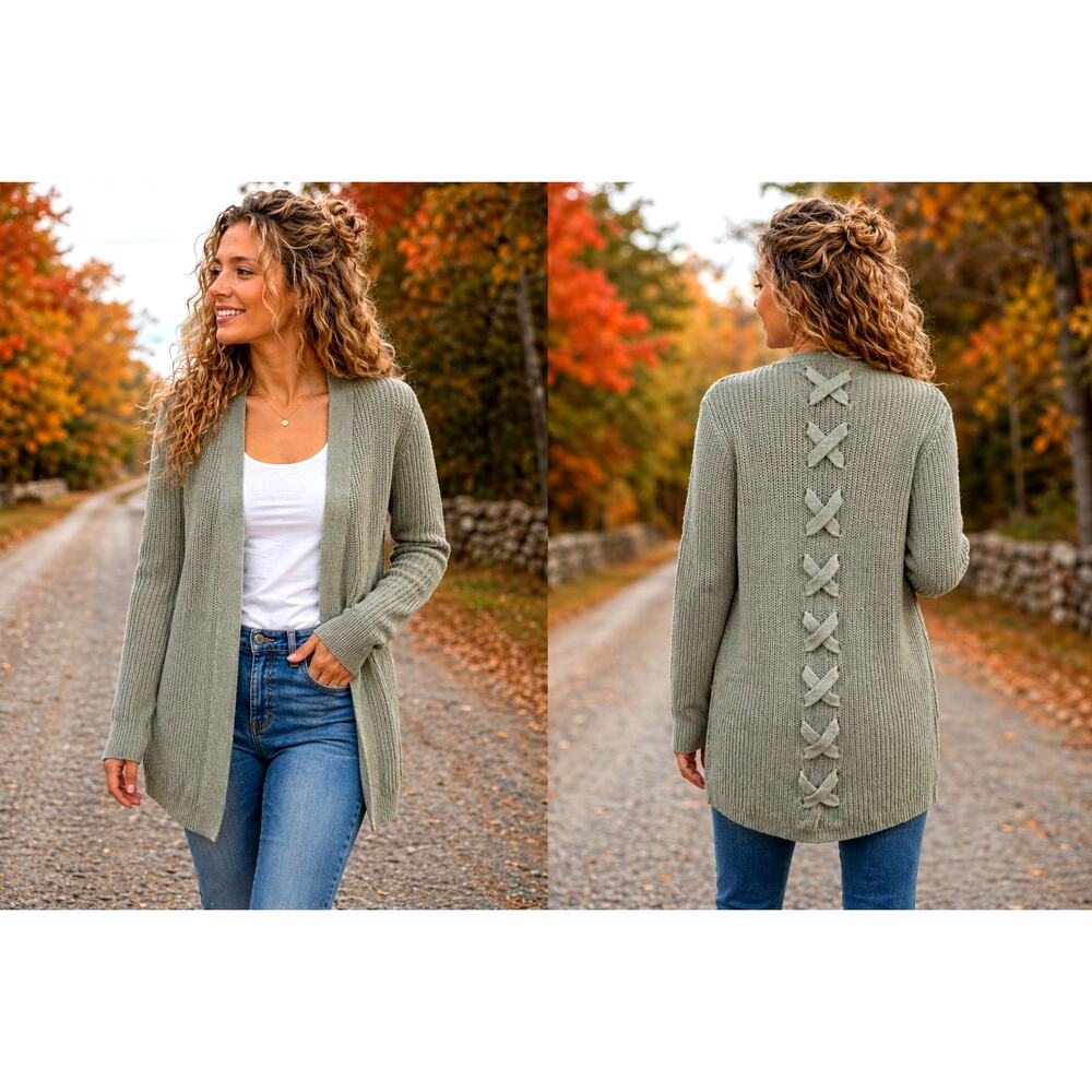 Pinque Jamelya Back Detail Cardigan - Shaded Moss - size S